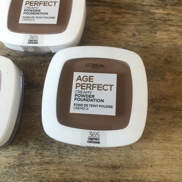 (3) L'OREAL PARIS AGE PERFECTION CREAMY POWDER FOUNDATION 365 CHESTNUT - Picture 4 of 7